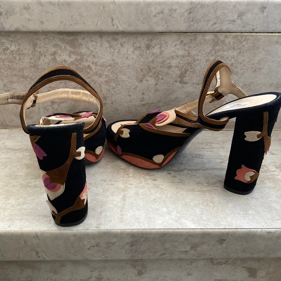 Prada Floral Suede Platform Heels - Picture 4 of 8